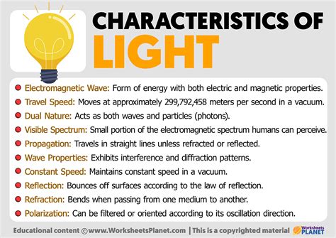 characteristics of lights.